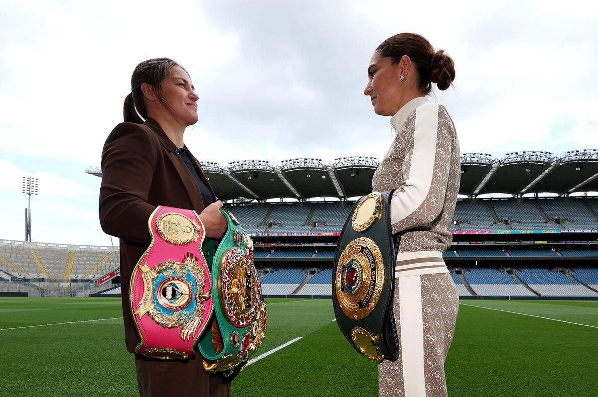 Katie Taylor and Flora Pili at Croke Park