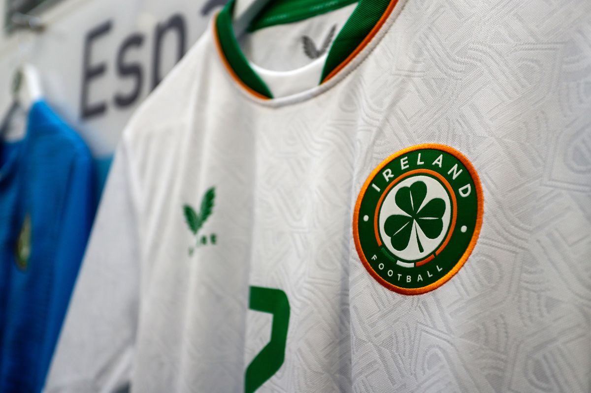A view of the Ireland jerseys in the changing room