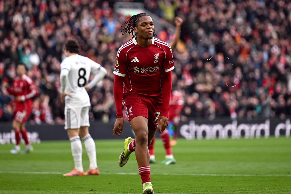 Rio Ngumoha celebrates scoring against Fulham