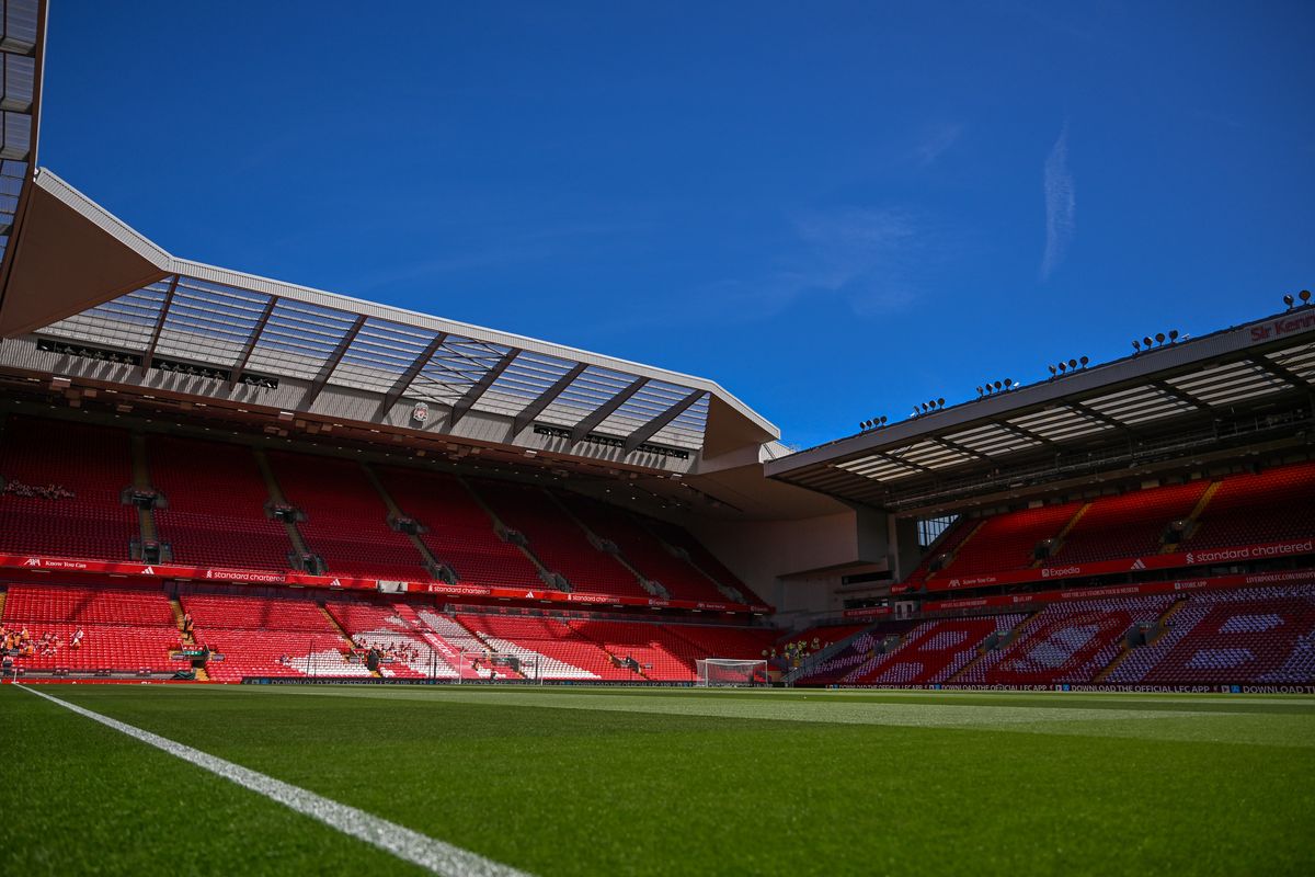 General view of Anfield before the Premier League match between Liverpool and Brentford on May 24 2026