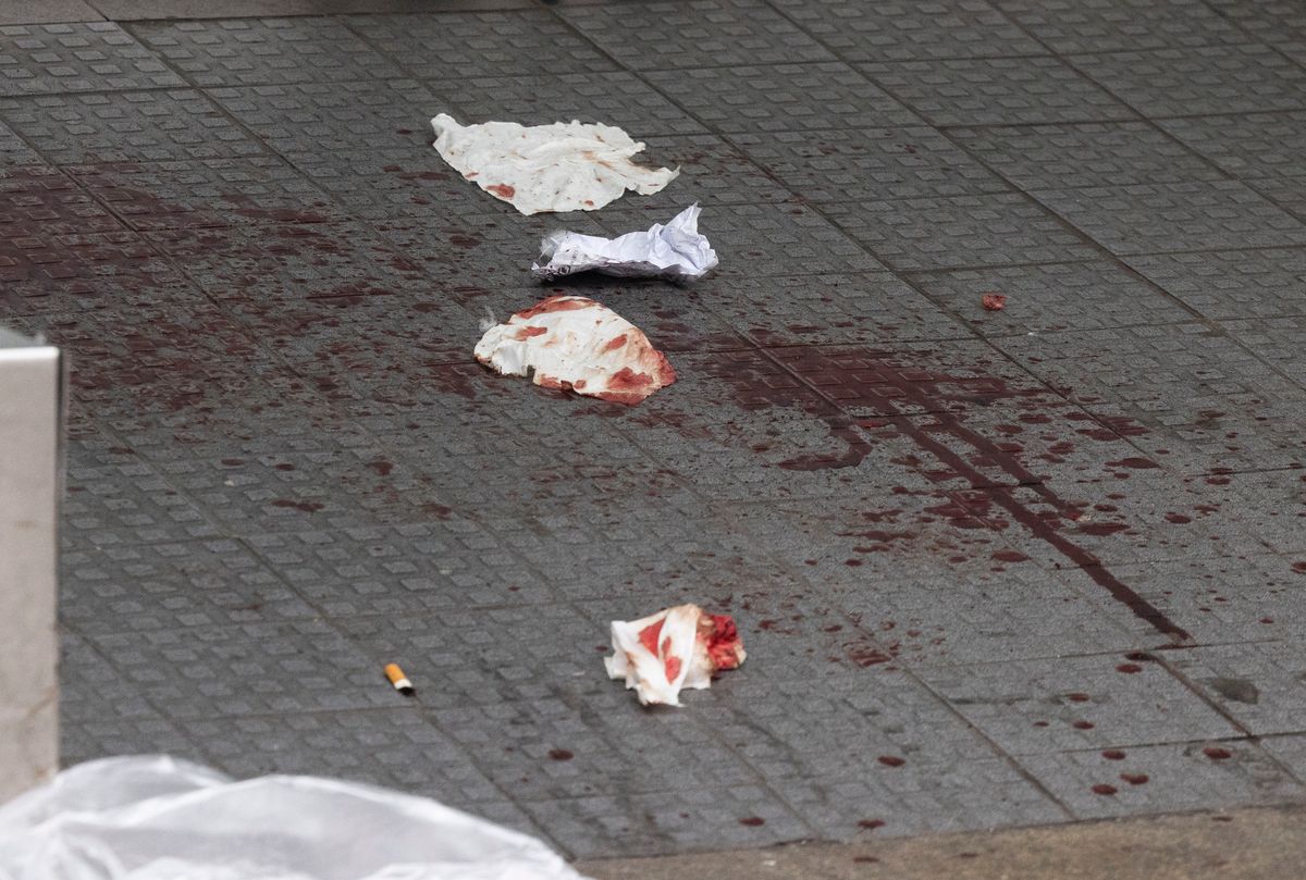 Blood on the floor near the Lego store in Dublin city centre