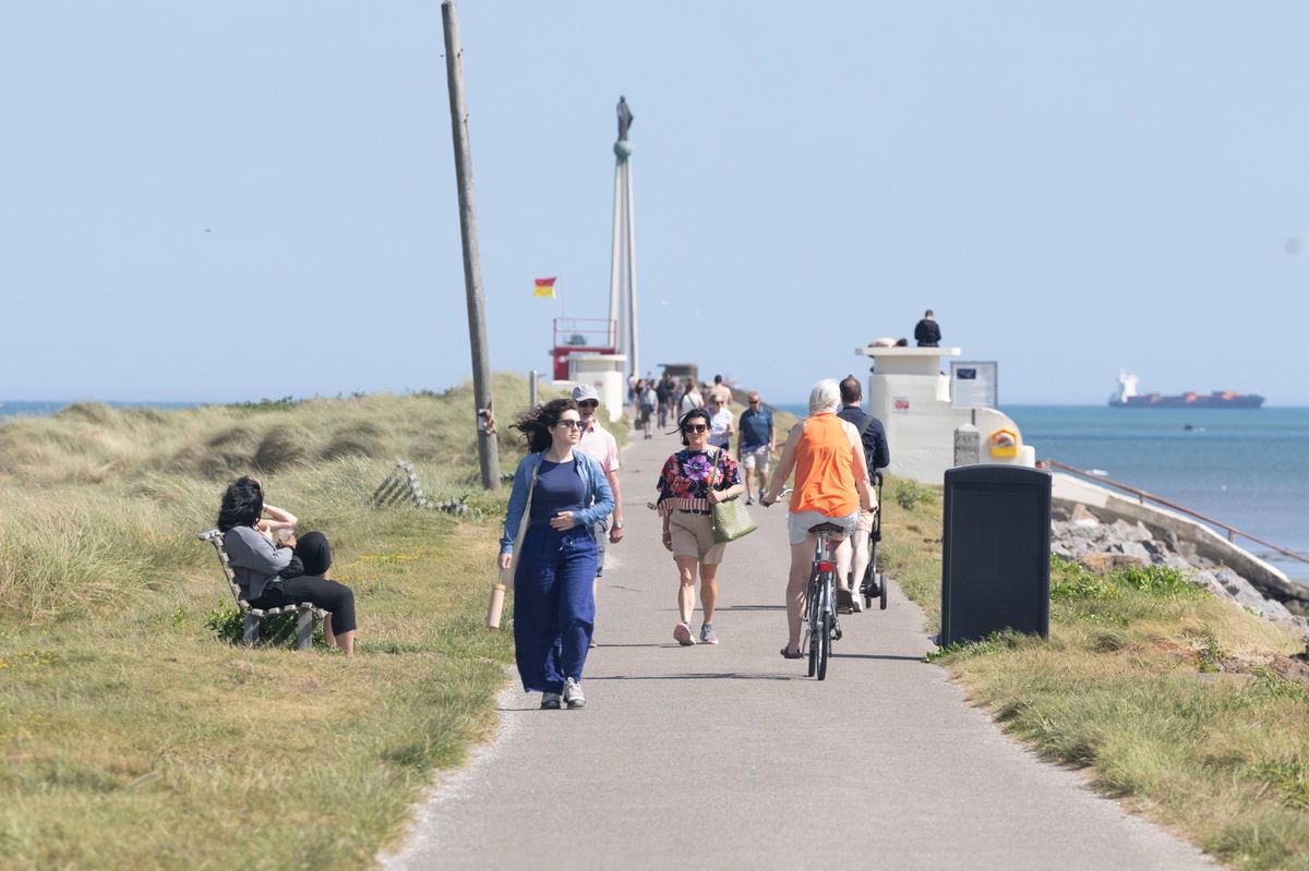People enjoying the sunny weather on Bull Island