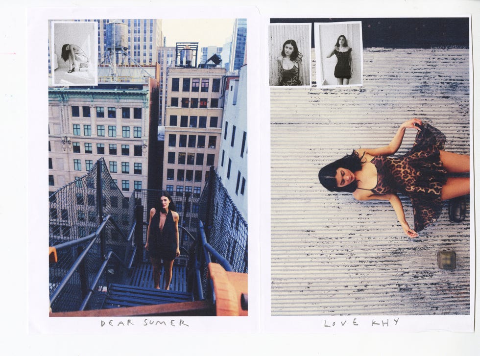 Collage of a woman on rooftop stairs and in a leopard dress. Collage of a woman on rooftop stairs and in a leopard dress.