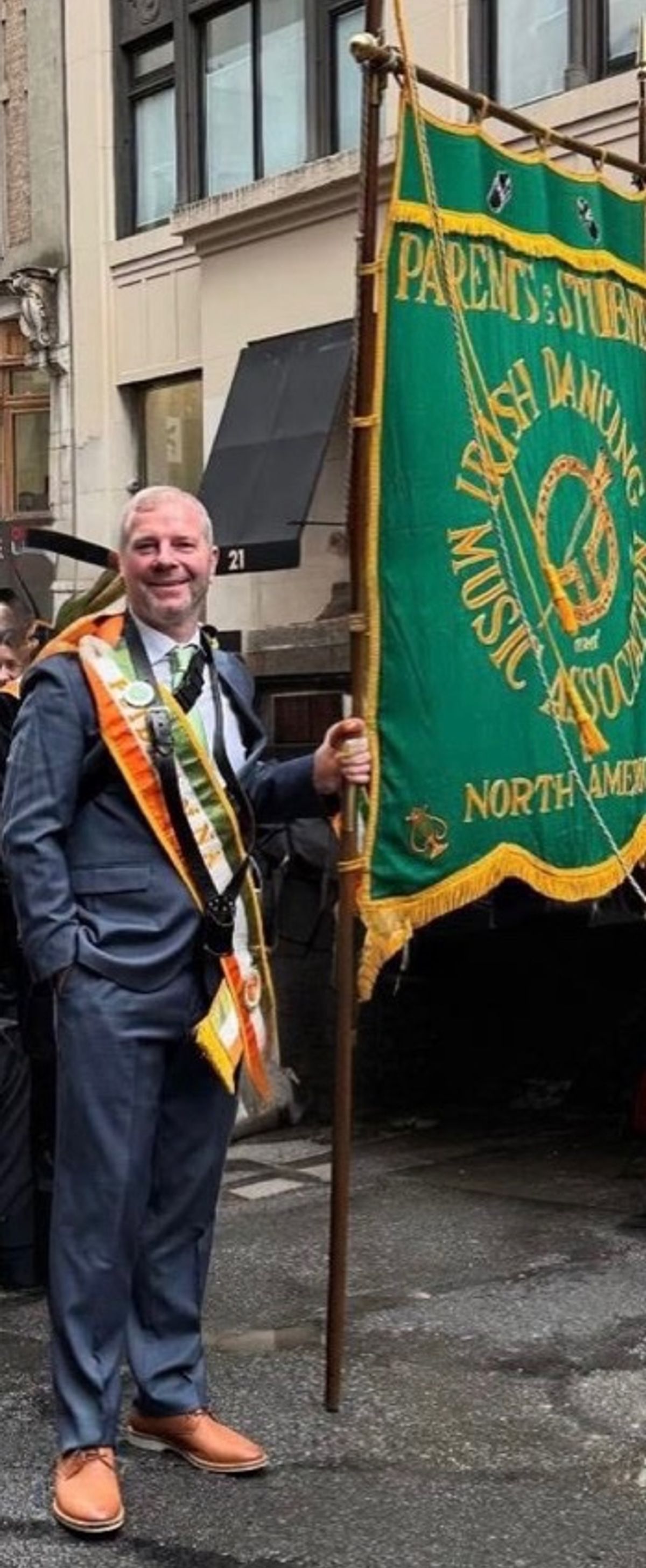 Joe served as the Flag Bearer for the Irish Dancing & Music Assoc. Of NY at the 2023 New York City St. Patrick's Day Parade