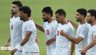 Players of Iran National Football Team celebrate after their teammate Mehdi Taremi (9) scored a goal during a friendly football match against Gambia at Titanic Mardan Palace Sports Complex in Antalya, Turkiye on May 29, 2026.