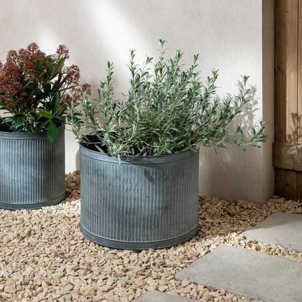 Round Galvanised Plant Pot