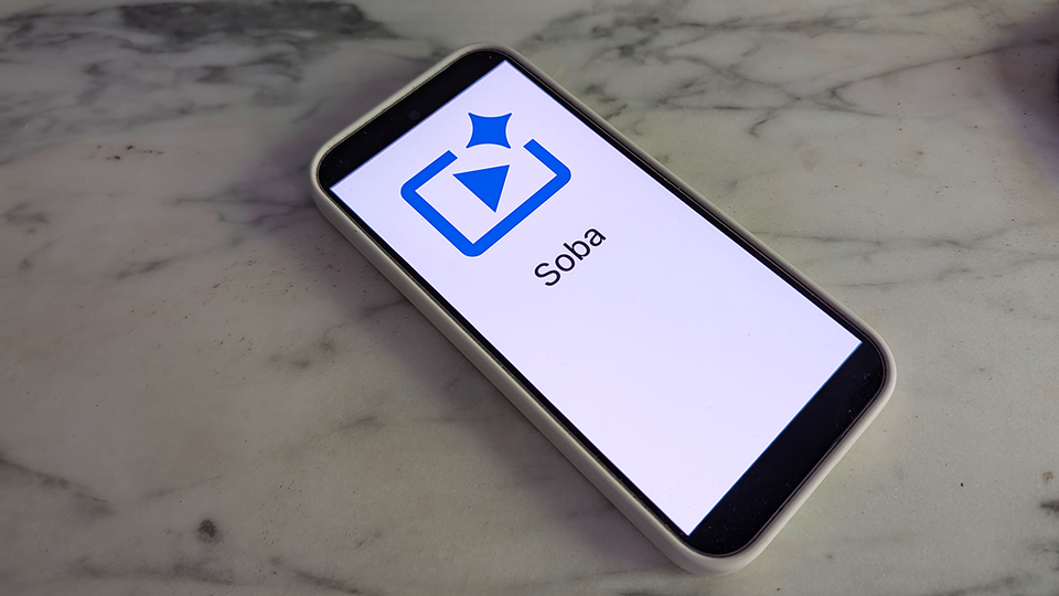 A smartphone showing the icon for Google Photos' unreleased "Soba" video feature.