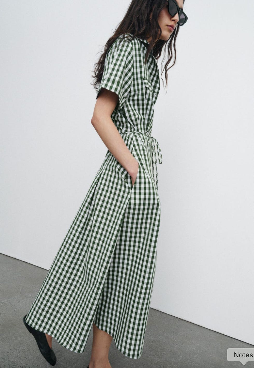 Green and white gingham shirt dress ZW Collection 