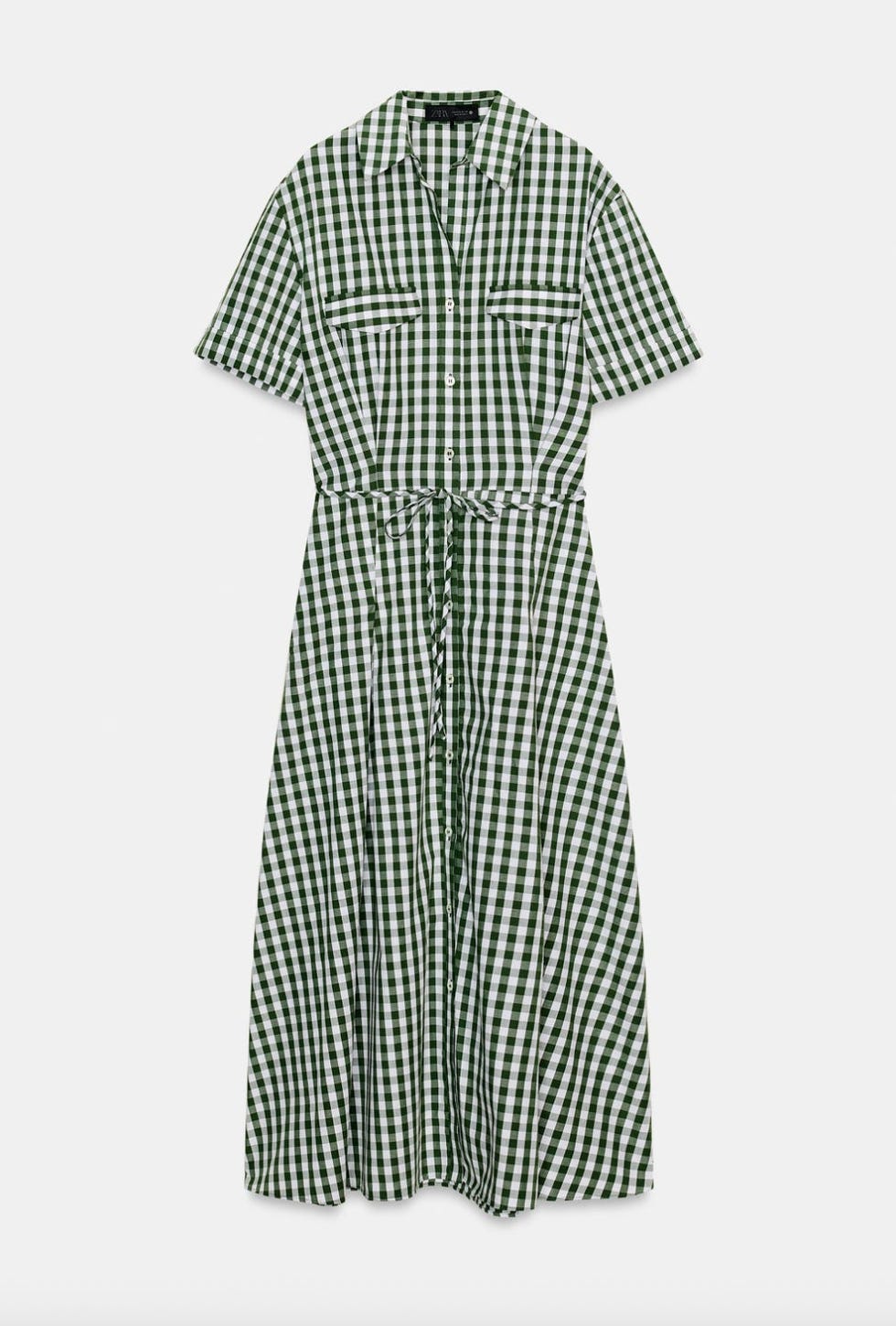 Green and white gingham shirt dress by ZW Collection 