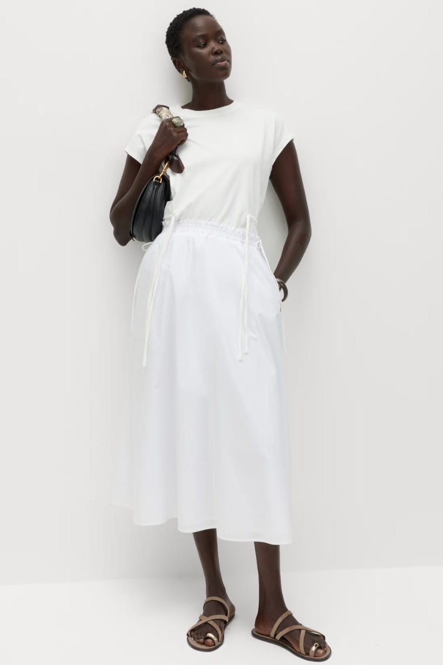 Pure Cotton Poplin Midi Skirt