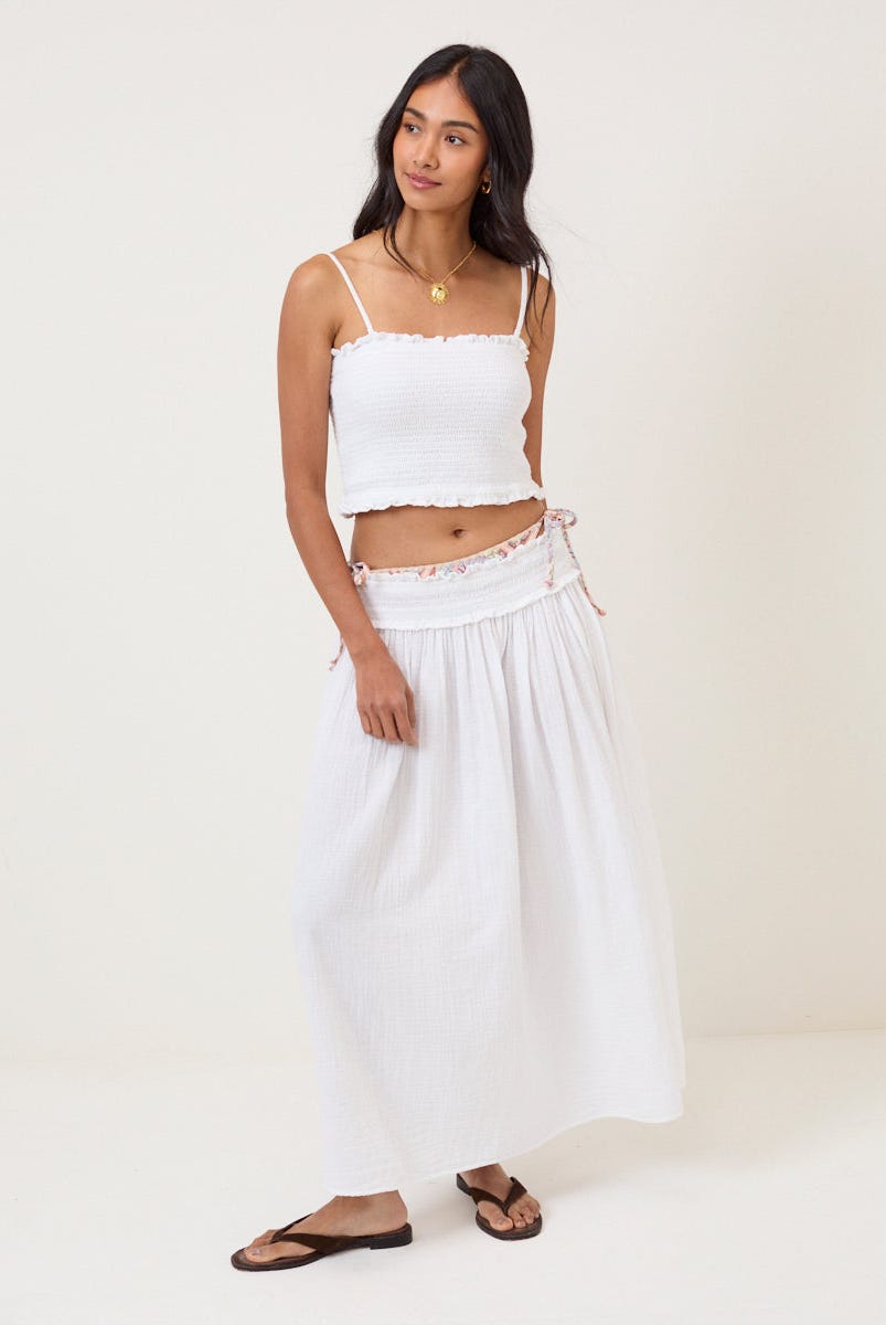 White High Waist Midi Skirt