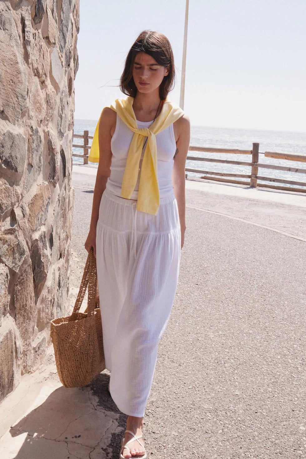 Cotton Cheesecloth Drawstring Skirt