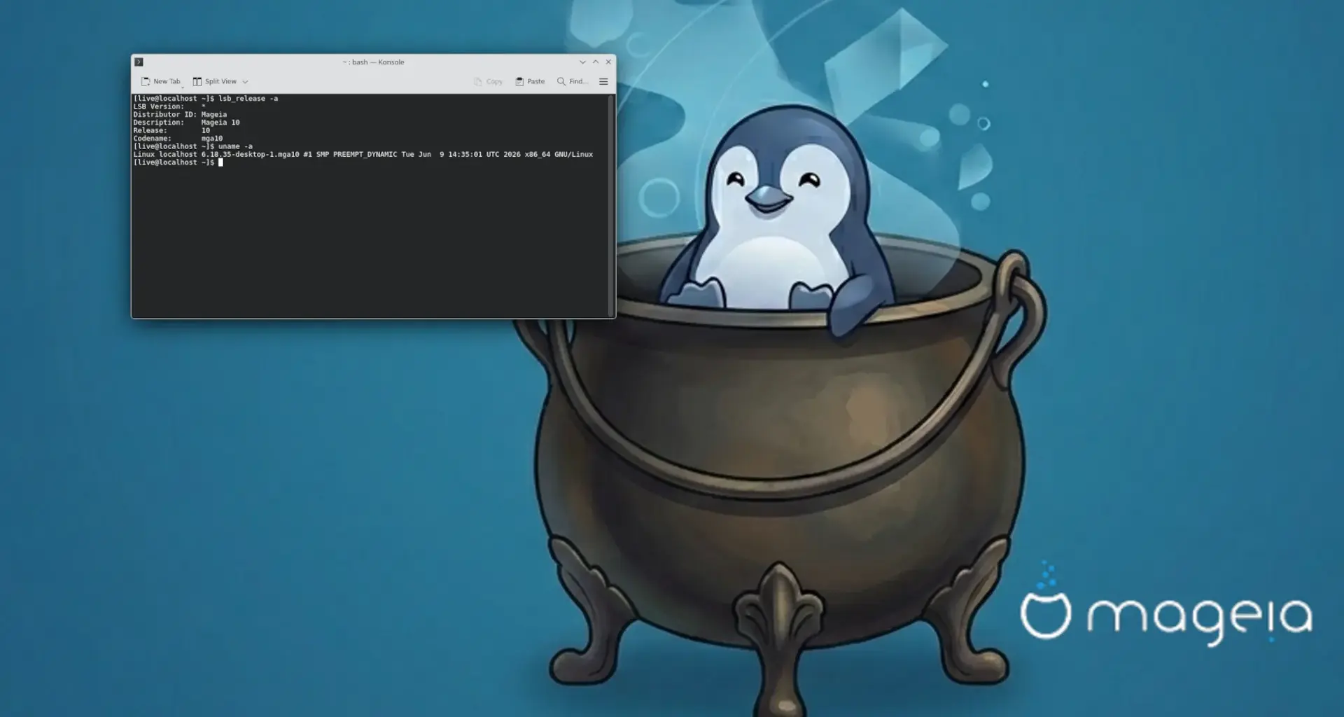 Mageia 10 with KDE Plasma 6.5 + Linux 6.18 LTS