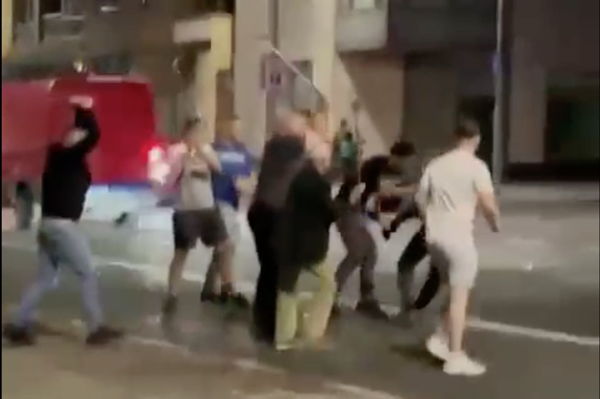A video which has emerged of the incident shows a number of men armed with golf clubs targeting at least two others