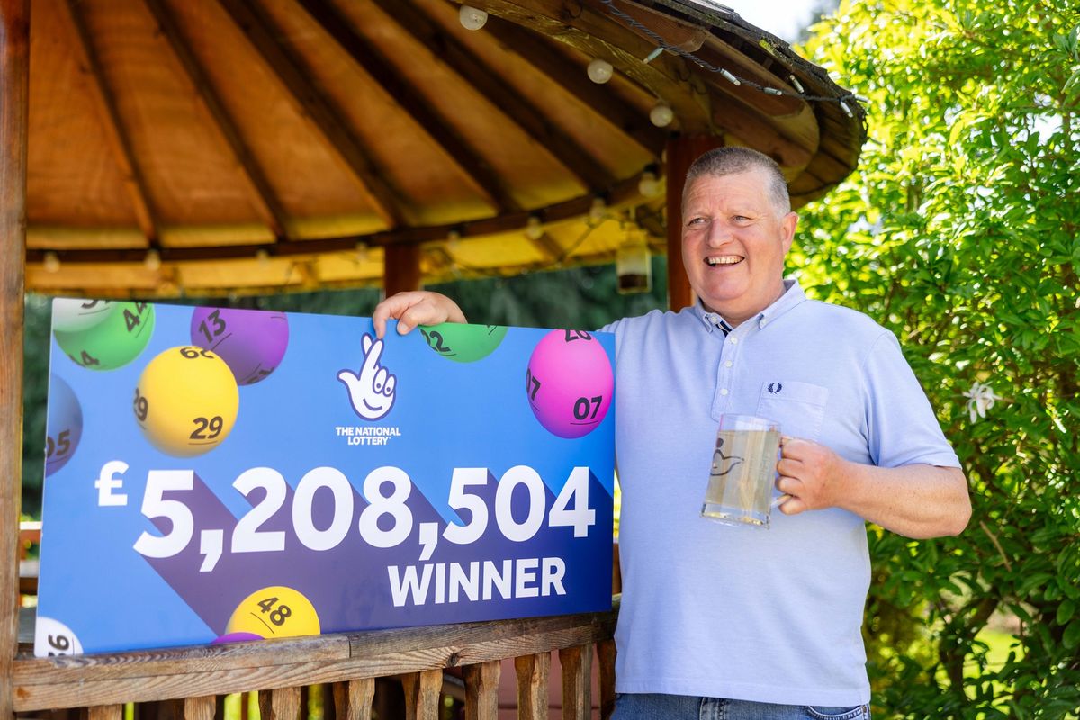 Gary MacDonald celebrating his £5.2 million Lotto Jackpot win