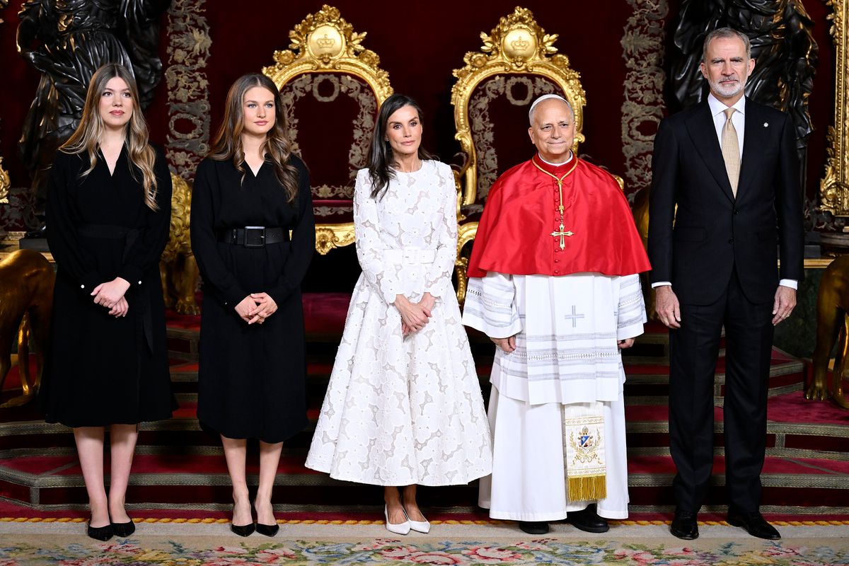 Princess Leonor arrives for her first official audience with Pope Leo XIV, marking a historic milestone in her role as heir to the Spanish throne.