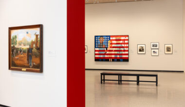 A brand new exhibition, “American Icon: The US Flag in Art” opens ahead of the 250th anniversary of the United States of America at the National Gallery of Art in Washington, D.C. (Farrah Skeiky for NPR)