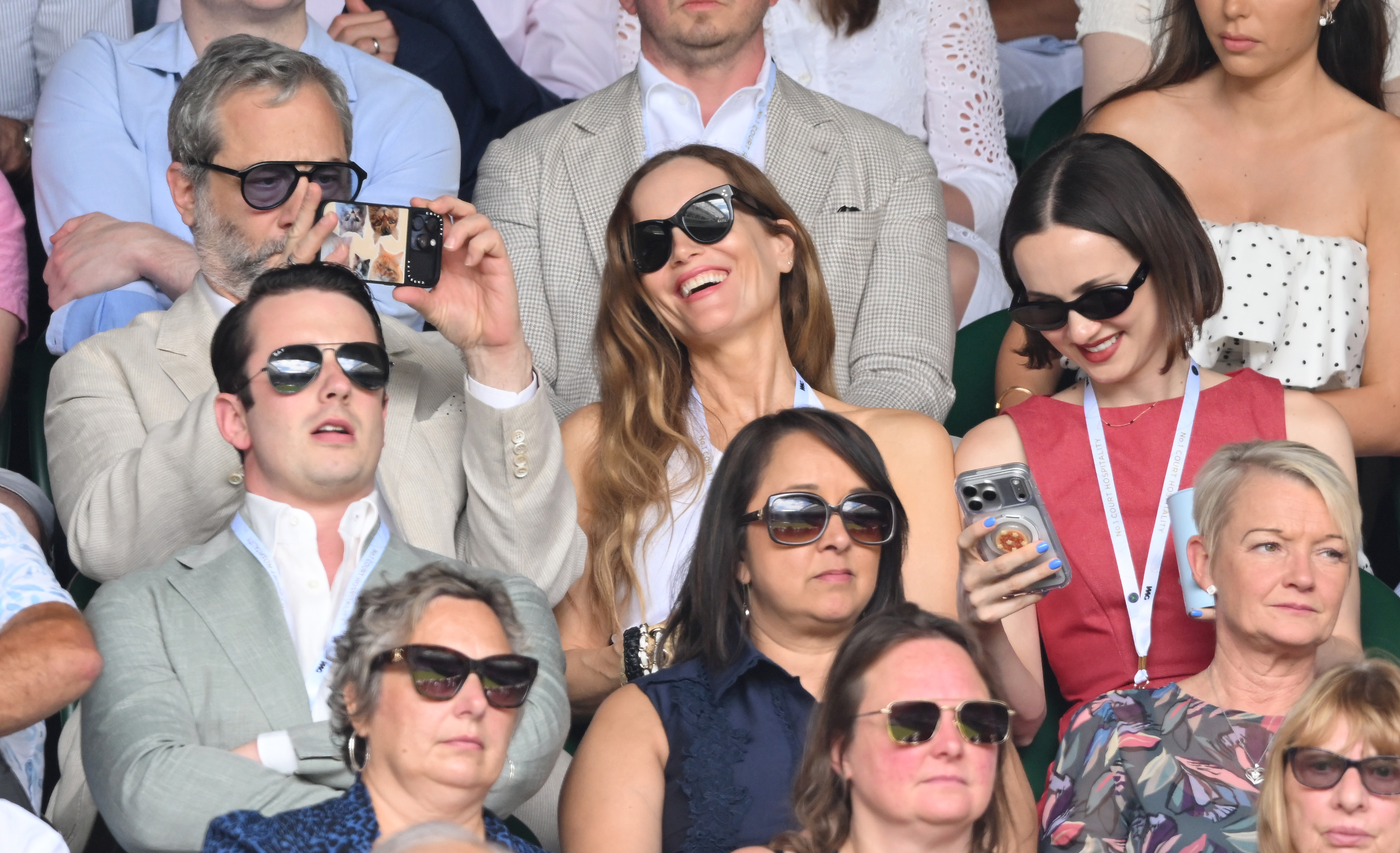 Judd Apatow, Leslie Mann and Maude Apatow attend day one of the 2026 Wimbledon Tennis Championships 
