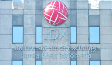 A logo of the Indonesia Stock Exchange (IDX) is seen at the IDX building in Jakarta on Sunday, April 19, 2026.