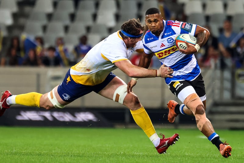 Leolin Zas of DHL Stormers tackled by Ryan Baird of Leinster last year. Photograph: Steve Haag Sports/EJ Langner/Inpho