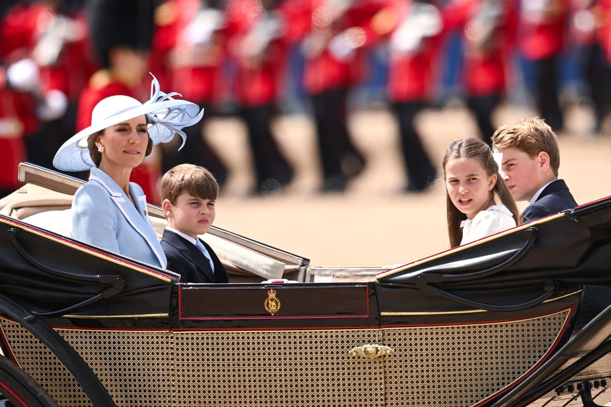 Kate joined Prince William and their children, Prince George, Princess Charlotte, and Prince Louis, for the annual military parade.