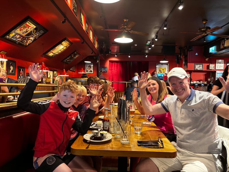 Anne-Marie Underwood with her family at Captain Americas. Photograph: The Irish Times 