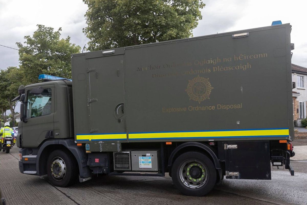 The Irish Defence Forces Explosive Ordnance Disposal team attended the scene and carried out a controlled explosion on the viable suspect devices - stock photo