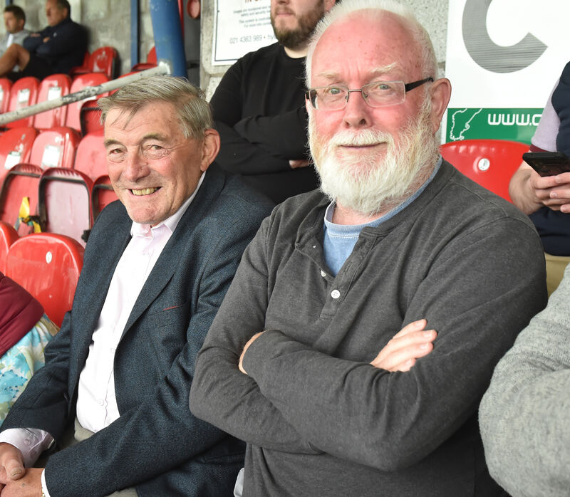 Bobby Tambling and Buzz O'Connell at the Jerry Harris testimonial match at Turner's Cross Picture; Eddie O'Hare