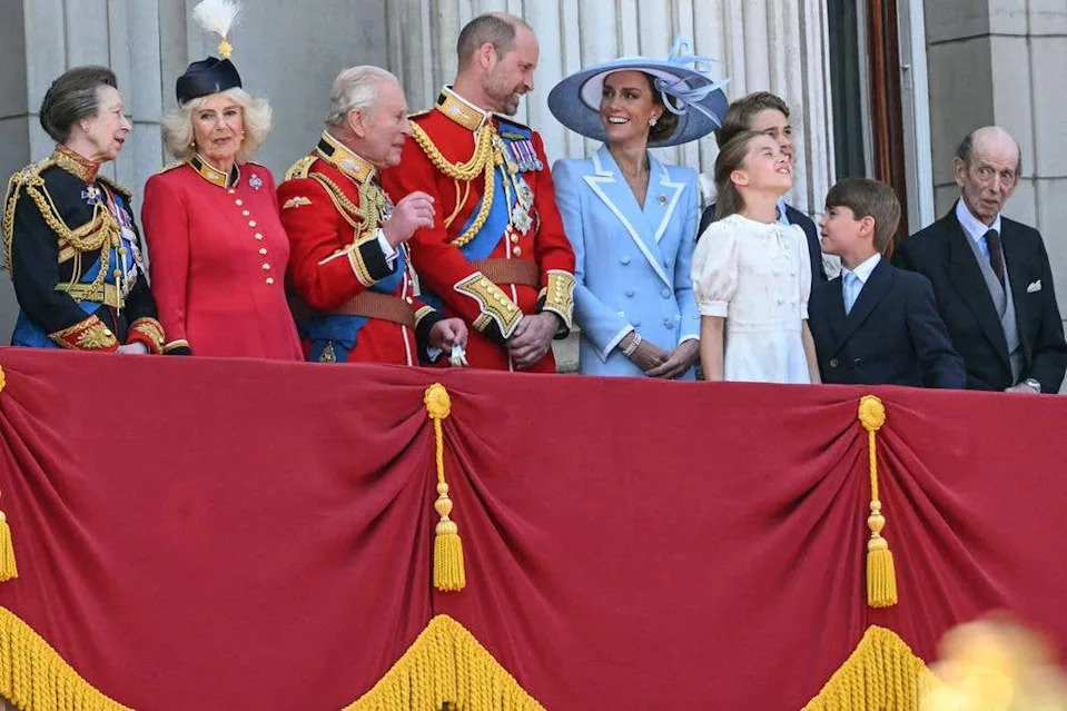 Members of the Royal Family (left to right) the Duke of Gloucester, the Duchess of Gloucester, the Duke of Edinburgh, the Duchess of Edinburgh, Vice Admiral Sir Tim Laurence, the Princess Royal, Queen Camilla, King Charles III, the Prince of Wales, the Princess of Wales, Princess Charlotte, Prince George, Prince Louis and the Duke of Kent on the balcony of Buckingham Palace,
