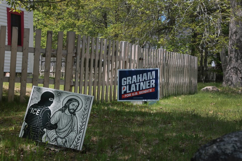 A campaign sign for Graham Platner in front of a home in Surry, Maine. Photograph: Joe Raedle/Getty Images