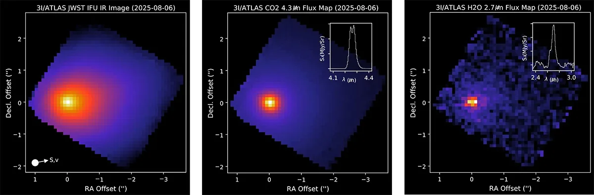 The James Webb Space Telescope observed interstellar comet 3I/ATLAS on 6 August 2025 with its Near-Infrared Spectrograph instrument. Credit: NASA/JWST