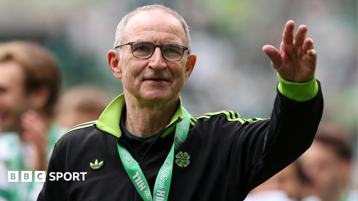 Martin O'Neill smiles after winning the Scottish Premiership