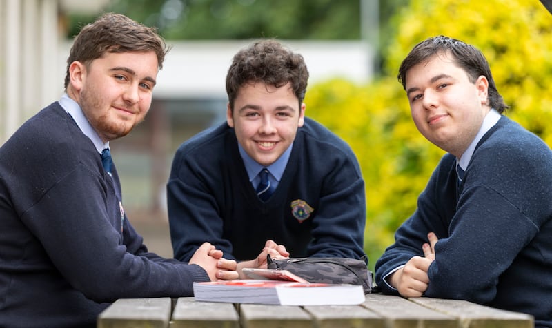 Joseph McLoughlin, Christopher Hackett and Daniel Munteanrom from Ardscoil Rís Secondary School on Griffith Avenue. Photograph: Tom Honan/The Irish Times