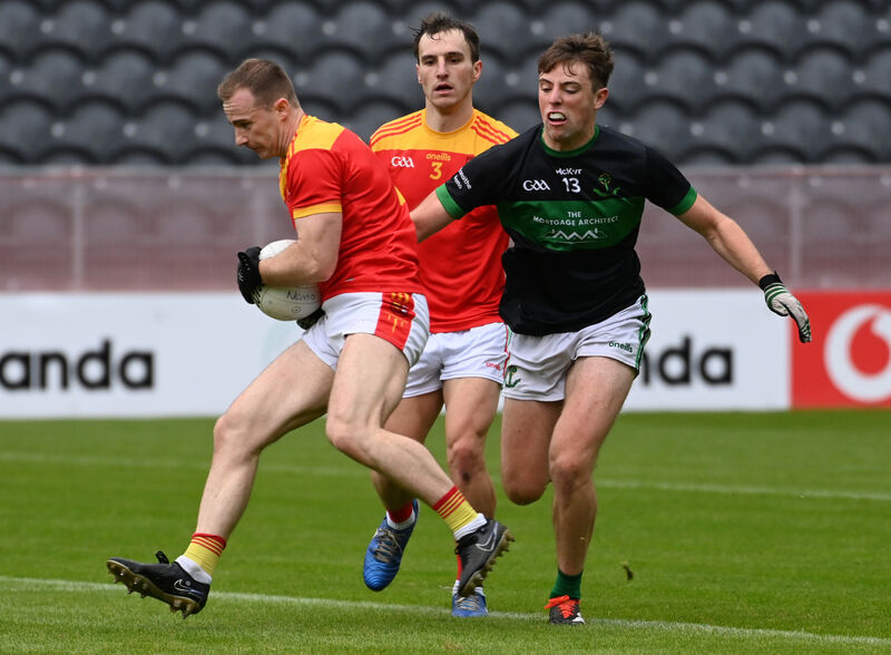 Mallow's Matty Taylor wins the ball from Nemo Rangers' Ross Corkery in 2024. Picture: Eddie O'Hare