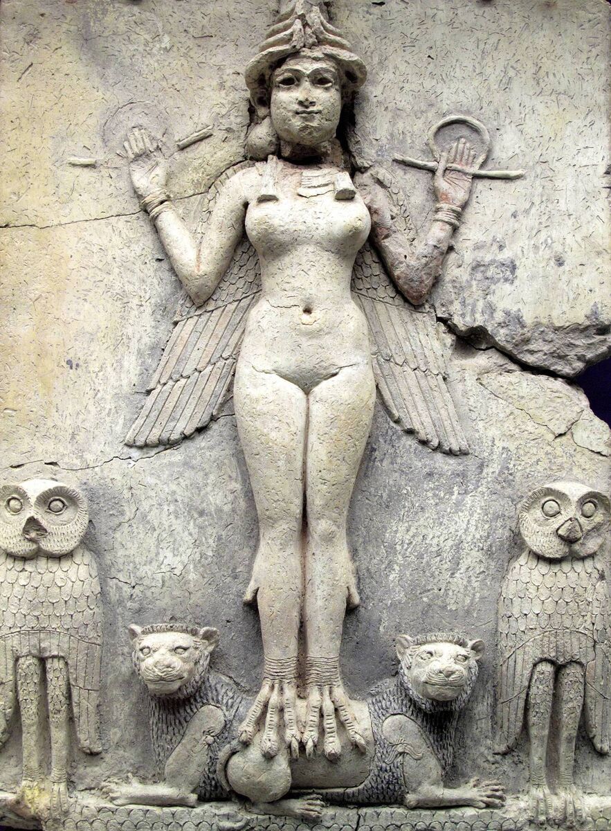 An ancient Babylonian figure dating from between 1792 and 1750 BC of Queen of the Night probably a goddess of sexual love or the ruler of the underworld