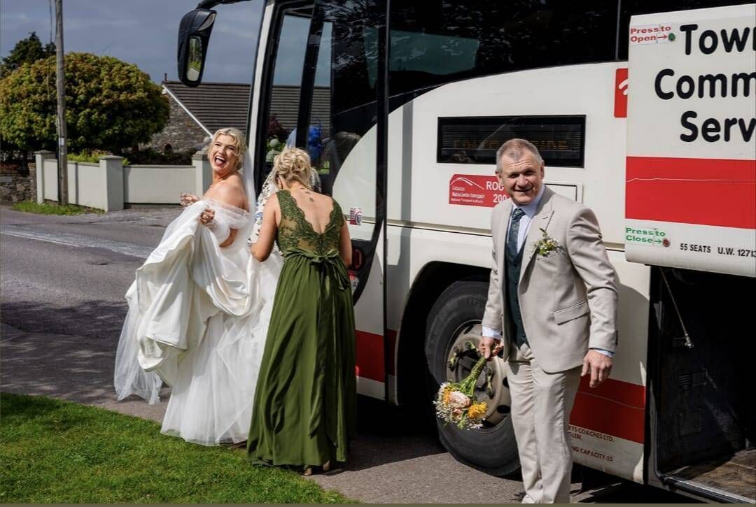Rachael first mooted the idea of getting the bus to their reception to Conor when they were looking at wedding venues. 
