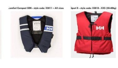 'Stop using immediately': Helly Hansen recalls hundreds of lifejackets sold in Ireland