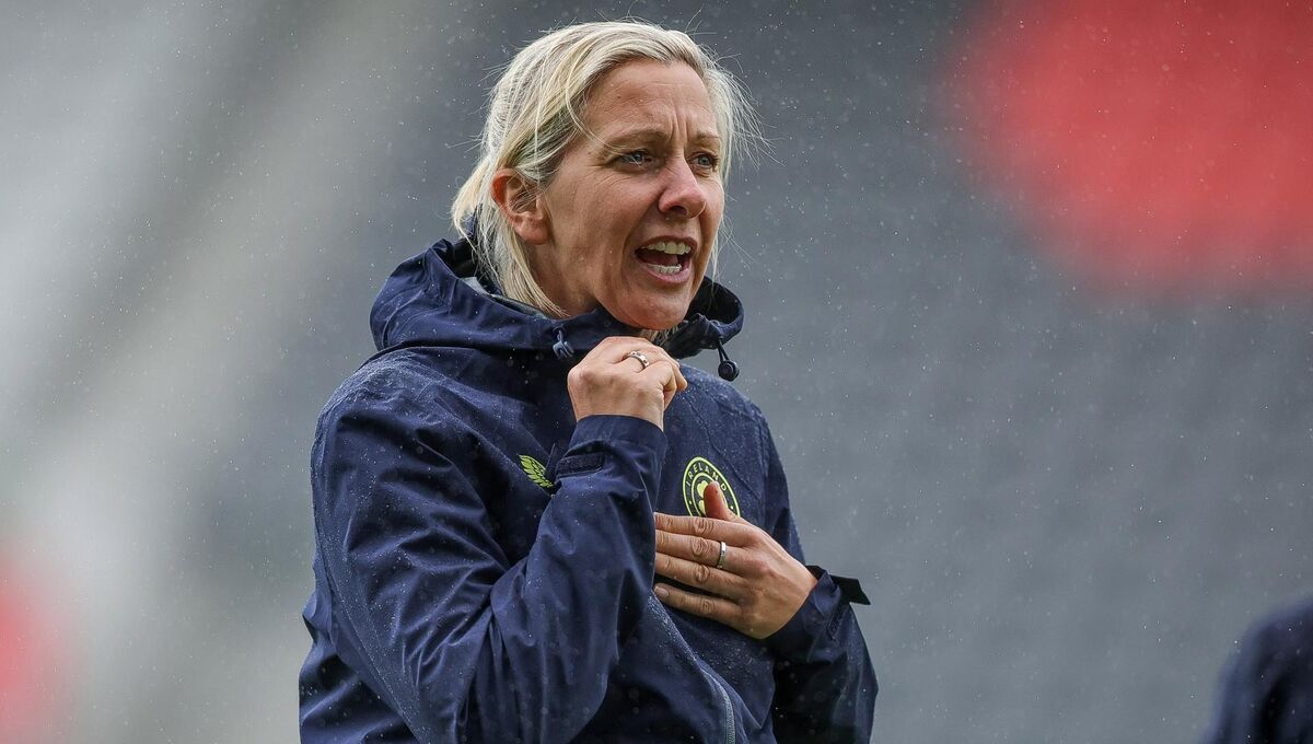 Republic of Ireland WNT Manager Carla Ward during training at SuperValu Pairc Uí Chaoimh. Pic: Tom Maher/Inpho