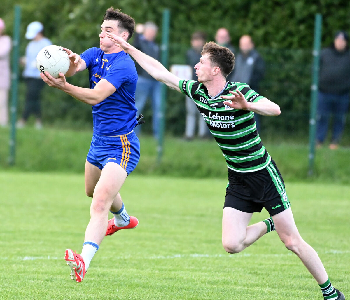 St. Finbarr's Ricky Barrett wins the ball from Douglas' Adam Cantwell during the McCarthy Insurance Group SFL division one game at Douglas. Picture; Eddie O'Hare