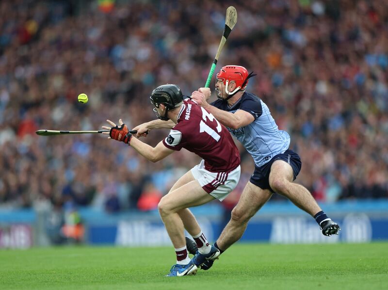Dublin’s Paddy Smyth and Jason Rabbitte of Galway in action at Croke Park in the Leinster Hurling final. Picture: INPHO/James Crombie