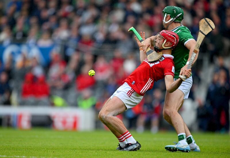 William Buckley of Cork is tackled by Sean Finn of Limerick. Picture: Ray McManus/Sportsfile