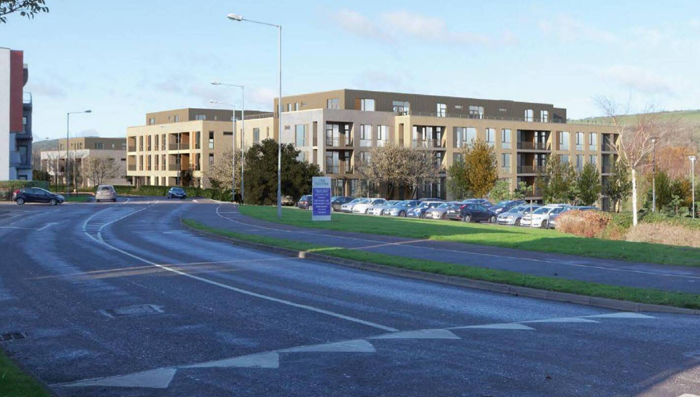 Computer-generated view of the original 123-apartment development planned by O'Flynn Construction on Ballincollig's Old Fort Road, which is set to be replaced by an even larger residential scheme comprising 159 units