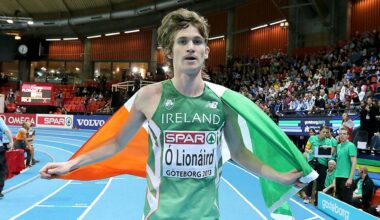 Ciarán Ó Lionáird won 3000m bronze for Ireland at the 2013 European Indoor Athletics Championships. Pic: ©INPHO/Morgan Treacy