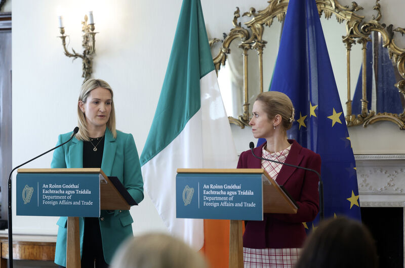 Foreign affairs and defence minister Helen McEntee discuss the issue of Aughinish Alumina and exports to Russia in Dublin on Tuesday with EU High Representative for foreign affairs and security policy Kaja Kallas. Picture: Leah Farrell/RollingNews