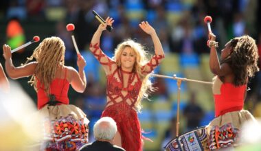Shakira, pictured here performing at the closing ceremony of the 2014 FIFA World Cup in Rio de Janeiro, will perform the opening ceremony in Mexico City on Thursday night. Picture: Mike Egerton/PA Wire.