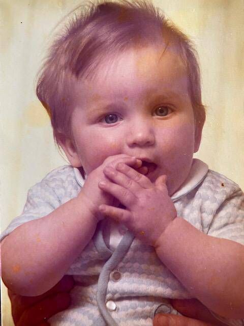 The first picture taken of Dominic when he was six months old. 