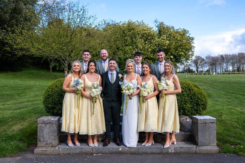 Clodagh Walsh and Andrew Sheehan with their wedding party. Pictures: Conor Healy Photography 