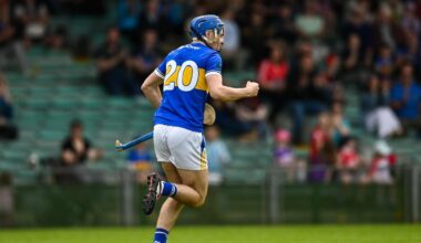 Josh Moroney celebrates the fourth green flag. Picture: Tom Beary/Sportsfile