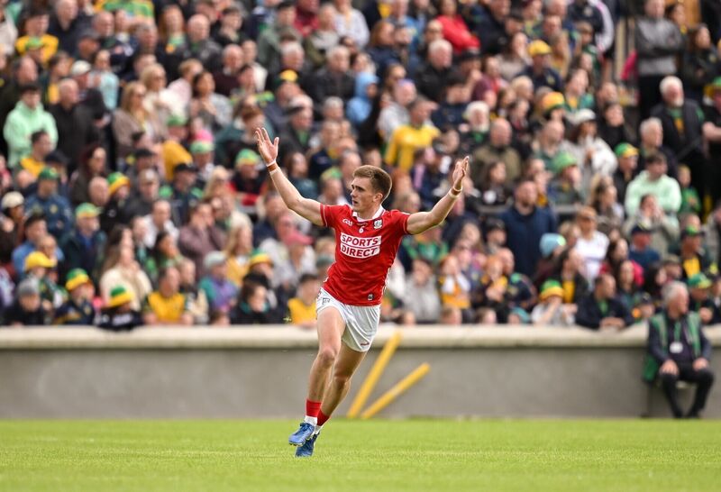 Tommy Walsh of Cork celebrates a two-point score against Donegal. Picture: Ramsey Cardy/Sportsfile