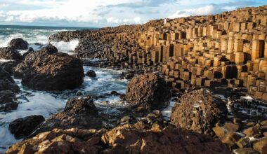 The Giant’s Causeway’s distinctive landscape was formed during intense volcanic activity which forced molten rock up through cracks in the earth